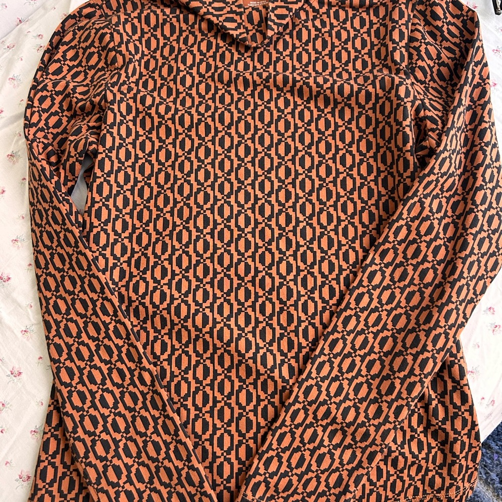 Maeve Black and Orange Patterned Top